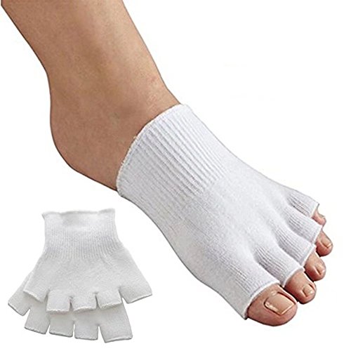 Bcurb Open Toe Alignment Socks Gel-Lined Foot Massage Separator Spacer Relaxing Stretch Tendon Pain Relief Yoga Sports Gym (White)