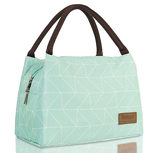 Buringer Reusable Insulated Lunch Bag Cooler Tote Box Meal Prep for Men & Women Work Picnic or Travel （Geometry Green）