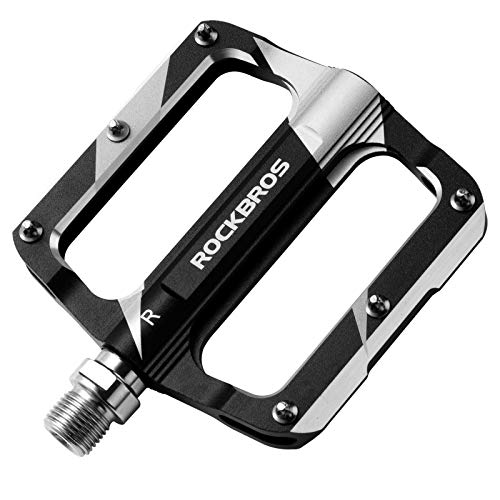 Rock BROS Mountain Bike Pedals Flat Bicycle MTB Pedals 9/16 Lightweight Road Bike Pedals Carbon Fiber Sealed Bearing Flat Pedals Black