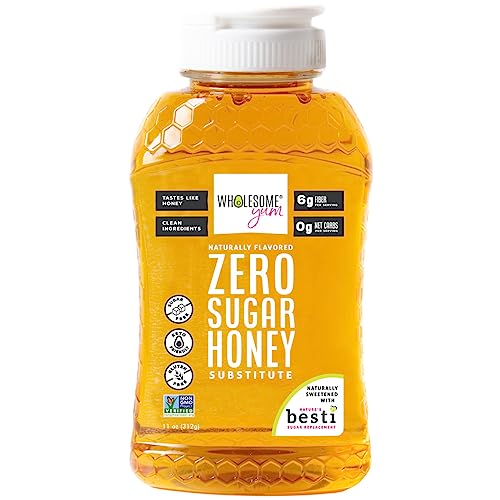 Wholesome Yum Zero Sugar Honey Substitute (Keto Honey) - Natural Sugar Free Honey Alternative With Monk Fruit & Allulose - Zero Net Carbs, Non GMO, Gluten Free, No Aftertaste (11 oz)
