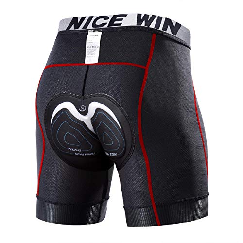 Mens Bike Shorts Anti-Slip Leg 4D Padded Cycling Bicycle Underwear Pants Breathable Wide Waistband Biking Spin Riding Clothes Red XL