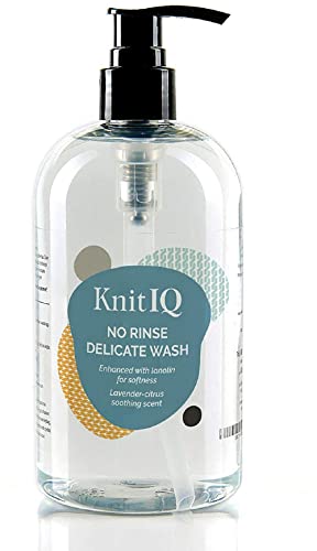 KnitIQ No Rinse Delicate Wash Liquid Detergent, 16.9 fl. oz - Natural Wool Wash with Lanolin for Delicates and Knit Wool Fabric, Lavender Citrus Fragrance, 100 Washes