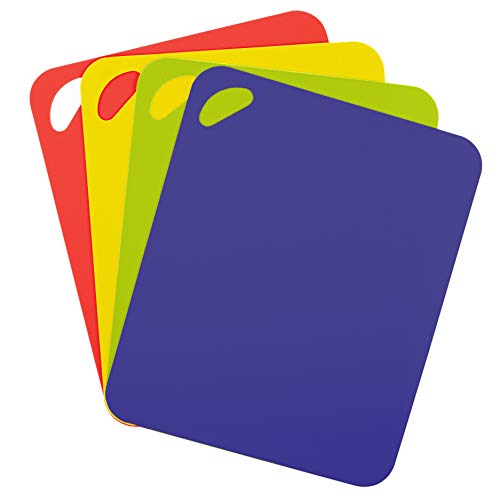 Dexas Heavy Duty Grippmat Flexible Cutting Board Set of Four, 11.5 x 14 inches, Blue, Green, Yellow and Red,6554PK