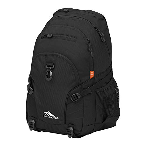 High Sierra Loop Backpack, Travel, or Work Bookbag with tablet sleeve, One Size, Black