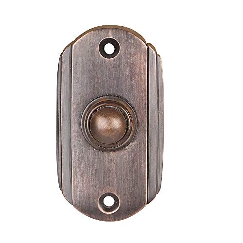 Wired Brass Doorbell Chime Push Button in Oil Rubbed Bronze Finish Vintage Decorative Door Bell with Easy Installation, 2 1/2' X 1 3/8'