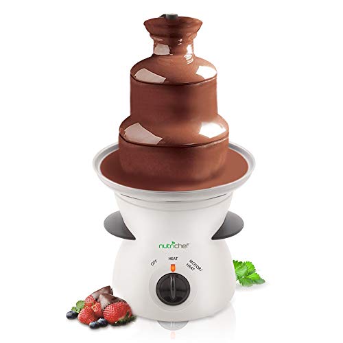 Nutrichef 3 Tier Chocolate Fondue Fountain - Electric Stainless Chocolate Dipping Warmer Machine - Warm & Melt Chocolate, Butter & Cheese - Great for Parties, Events & Weddings - Pot Capacity 16 OZ