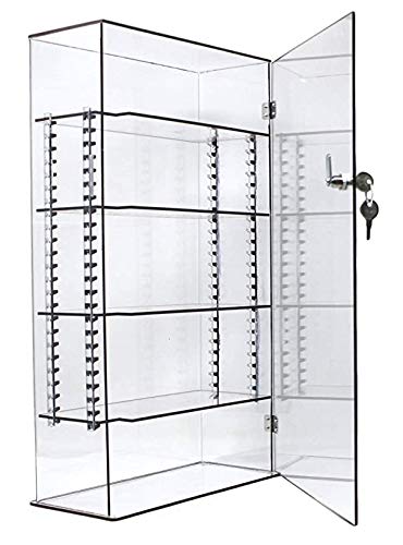 T'z Tagz Brand Acrylic Lucite Showcase with ADJUSTABLE SHELVES Jewelry Pastry Bakery Counter Display W/door & Lock (10' X 4' X 18.25'h)
