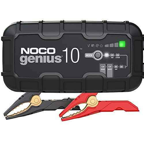 NOCO GENIUS10, 10A Smart Car Battery Charger, 6V and 12V Portable Automotive Charger, Battery Maintainer, Float Trickle Charger and Desulfator for AGM, Lithium, Marine, Boat and Deep Cycle Batteries