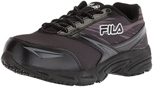 Fila Women's Memory Reckoning 8 Slip Resistant Steel Toe Running Shoe Shoe, Black/Pewter/Metallic Silver, 7.5 B US