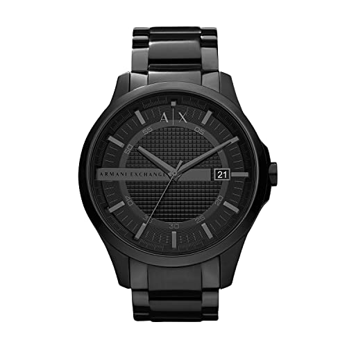Armani Exchange Men's Ion Plated Stainless Steel Analog-Quartz Watch with Stainless-Steel Strap, Black (Model: AX2104)