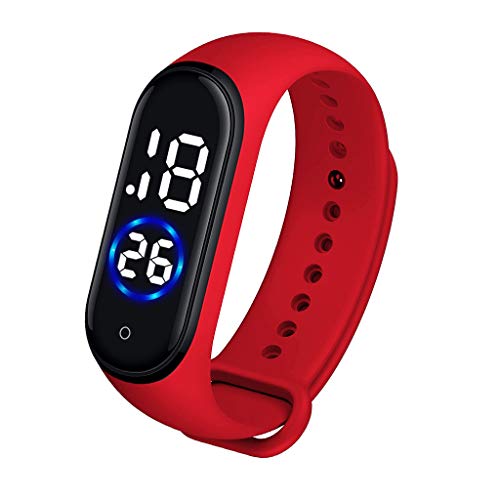 Unisex Silicone LED Digital Creative Touch Screen Sport Watch Jelly Gel Silicon Sports Bracelet (Red)