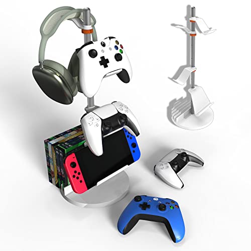 WEGASTU Headphone Stand,PS5 Controller Holder,Gaming Accessories Holder,CD Holder, ipad stand for Headset,Phone,Ipad,PS5,Xbox,Switch Game controller.Vertical desktop stereo stand.Removable combination