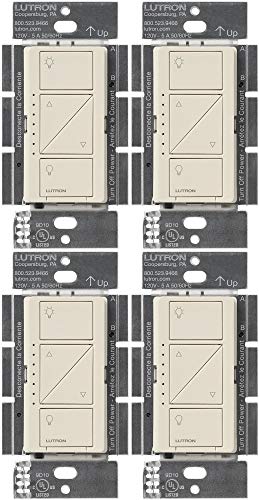 Lutron Caseta Smart Lighting Dimmer Switch for Wall and Ceiling Lights | PD-6WCL-LA | Light Almond (4-Pack)