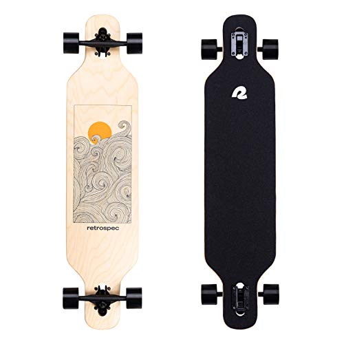 Retrospec Rift Drop-Through Longboard Skateboard Complete | Canadian Maple Wood Cruiser w/ Drop-Through Trucks for Commuting, Cruising, Carving & Downhill Riding