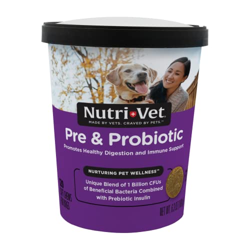Nutri-Vet Pre and Probiotic Soft Chews for Dogs | Digestive Health Support | Tasty Alternative to Probiotic Powder | 120 Soft Chews