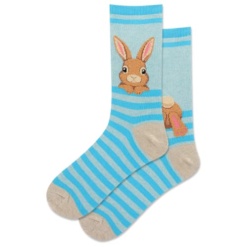 Hot Sox Women's Holiday Fun Crew Socks-1 Pair Pack-Cute & Funny Gifts-Halloween and More, Fuzzy Bunny (Mint Melange), 4-10