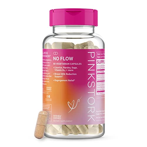 Pink Stork No Flow Supplement: Milk Reduction Supplement for Weaning Mothers, Naturally Reduce Breast Milk Production, Stop Lactation, Lactation Supplement, Women-Owned, 60 Capsules