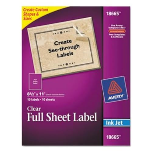 Avery Full Sheet Printable Shipping Labels, 8.5' x 11', Matte Clear, 10 Blank Mailing Labels (18665)