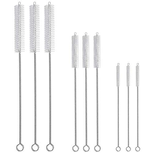 Hiware Drinking Straw Cleaner Brush Kit - (3-Size) 9-Piece Extra Long Pipe Cleaners, Straw Cleaning Brush For Tumbler, Sippy Cup, Bottle and Tube