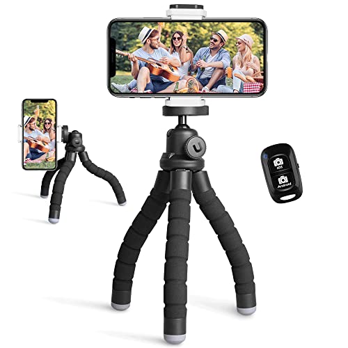 Ubeesize Phone Tripod, Portable and Flexible Tripod with Wireless Remote and Clip, Cell Phone Tripod Stand for Video Recording