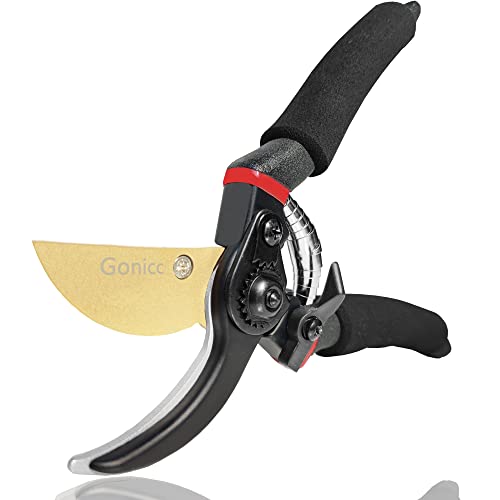 gonicc 8' Professional Premium Titanium Bypass Pruning Shears (GPPS-1003), Hand Pruners, Garden Clippers.