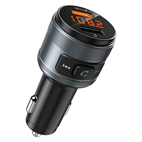 Criacr Bluetooth FM Transmitter for Car, Wireless Radio Transmitter Adapter Car Kit, MP3 Music Player, Dual USB Ports, QC3.0 Quick Charging, Hands Free Calling, Support USB Flash Drive