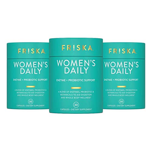 FRISKA Womens Daily | Digestive Enzyme and Probiotics Supplement | Natural Support for Female Digestion, Immune and Urinary Health | 90 Capsules
