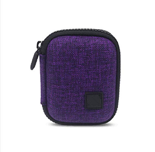 Portable Earphone Carrying Case Earbud Pouch Headphones Storage Bag Hard Case - Purple