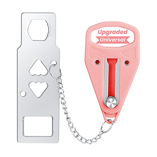 AceMining Portable Door Lock Home Security Door Locker Travel Lockdown Locks for Additional Safety and Privacy Perfect for Traveling Hotel Home Apartment College-Pink(1 Pack)