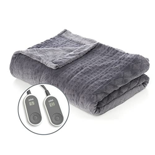 Pure Enrichment PureRelief Radiance Deluxe Heated Blanket - 10 Heat Settings, Super Soft Micromink Velvet Fabric, LCD Controller, Auto Shut-Off Timer, Machine Washable - King Size Electric Blanket