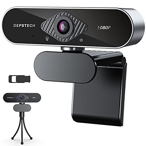 DEPSTECH Webcam with Microphone, 1080P HD Webcam with Auto Light Correction for Desktop/Laptop, Streaming Computer USB Web Camera for Video Conferencing, Teaching, Streaming, and Gaming-D04