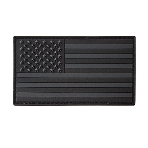 All Black ACU Dark Subdued USA American Flag Morale PVC Rubber Fastener Patch