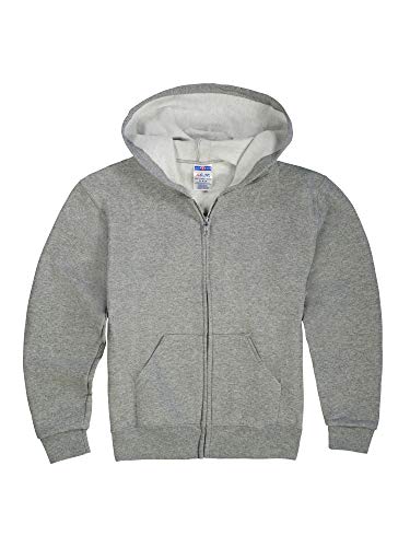 Jerzees boys Fleece Sweatshirts, Hoodies & Sweatpants Hooded Sweatshirt, Full Zip - Oxford Grey, Large US