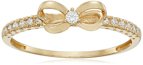Amazon Collection 10K Gold Dainty Bow Ring set with Round Cut Infinite Elements Cubic Zirconia (.216 cttw), Size 9