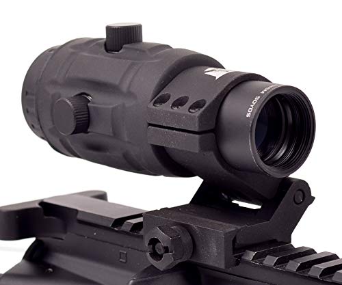 Ozark ARMAMNET Razorback 3X Red Dot Magnifier Rifle Scope - 3X Magnifier for Red Dot Sight - 3X Magnifier Flip to Side Scopes Works with All Picatinny Rail Guns Including Air Rifles & 22 Long Rifles