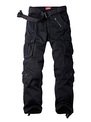 Alfiudad Womens Cargo Pants with Pockets, Women's Casual Military Army Hiking Combat Tactical Work Pants Trousers,Black,27(US 4)