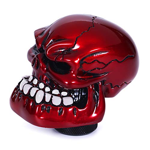 Bashineng Skull Shift Knob Transmissions Gear Shifter Stick Handle Shifting Lever Fit Most Manual Automatic Cars Truck SUV (Red)