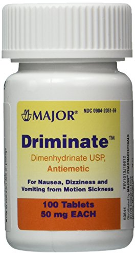 Driminate Generic for Dramamine Motion Sickness 50 mg Anti Nausea 100 count