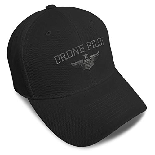 Baseball Cap Drone Pilot Gray Embroidery Acrylic Dad Hats for Men & Women Strap Closure Black