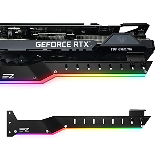 EZDIY-FAB GPU Holder Brace Graphics Card GPU Support Video Card Holder Bracket with 5V 3 Pin ARGB LED, Video Card Sag Holder/Holster Bracket Support RX6700,RTX3090- 309EZ-Black