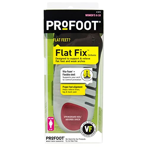 PROFOOT, Flat Fix Orthotic, Women's 6-10, 1 Pair, Orthotic Insoles for Flat Feet and Low Arches, Inserts Help Support Arch and Heel, Lightweight, Absorbs Shock to Help Reduce Foot, Leg, Hip, Back Pain