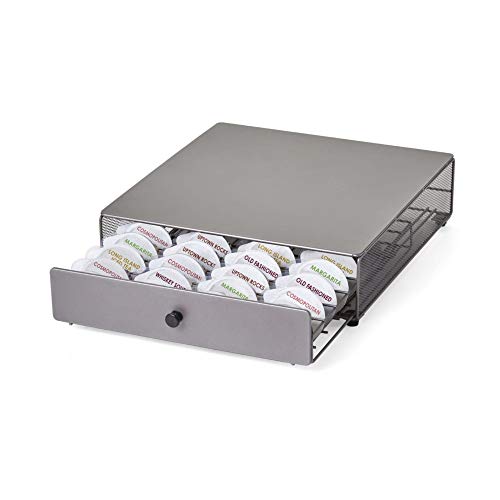 Nifty Cocktail Beverage Bartesian Capsule Drawer – Holds up to 36 Capsule Pods, Smooth Glide Rolling Drawer, Silver, Countertop Bar Organizer