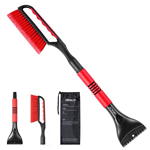 HIRALIY 2-in-1 Detachable Snow Brush and Ice Scraper, Ice Scrapers for Car Windshield, Heavy Duty Scrapers and Scratch Resistant PVC Brush, Snow Removal for Cars, Trucks, SUVs