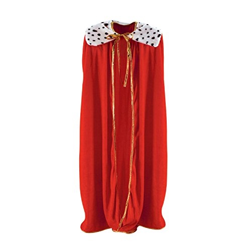 Beistle Adult Size Red King/Queen Robe Mardi Gras Cape Costume Accessories, 52', multicolor