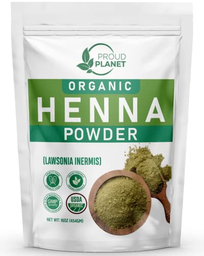 Organic Henna Powder For Hair Dye | Lawsonia Inermis | Mehndi Powder | Natural & Raw | USDA Certified by Proud Planet (16oz | 1 Pound)