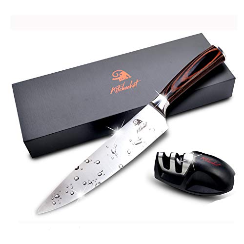 Chef Knife 8 Inch Sharpest Kitchen Knife Includes Chefs Knife Sharpener and Blade Cover for a limited time