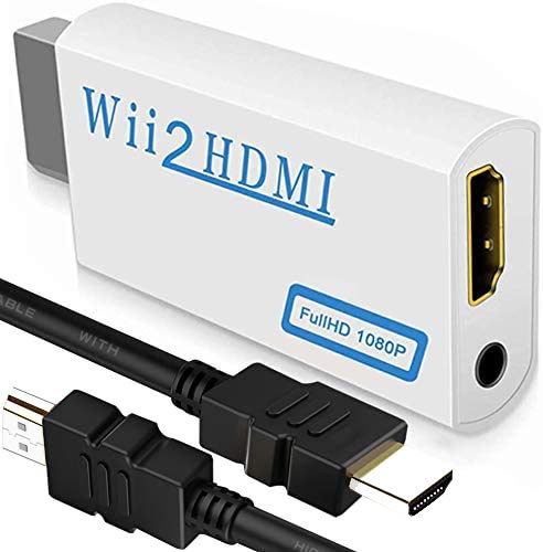 Wii to HDMI Converter 1080P with High Speed Wii HDMI Cable, Wii HDMI Adapter with 3,5mm Audio Jack&HDMI Output Compatible with Wii, Wii U, HDTV, Supports All Wii Display Modes 720P, NTS