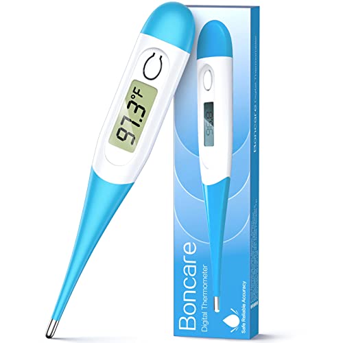 Boncare Thermometer for Adults, Digital Oral Thermometer for Fever with 10 Seconds Fast Reading (Light Blue)