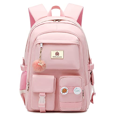 HIDDS Laptop Backpacks 15.6 Inch School Bag College Backpack Anti Theft Travel Daypack Large Bookbags for Teens Girls Women Students (Pink)