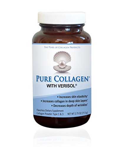 Pure Collagen with Verisol, Type l and Type LLL Powder for Younger and Healthy Skin. Anti-Aging Formula, Decrease Wrinkles, Healthy Nails and Hair